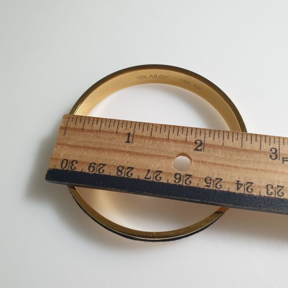 Ashley Bridget 18K Gold Plated Bangle Bracelet Black Hair Tie Designer Mom Gift - Picture 4 of 5